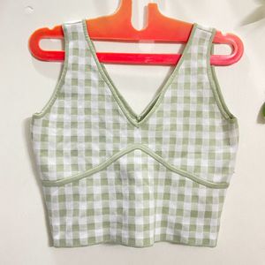 Green Checker Tank Top