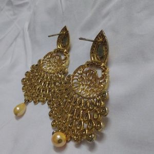 Gold Covering Partywear Drop Earing