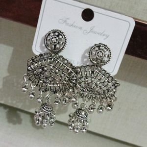 Unique Party Wear Silver Oxidised Earrings