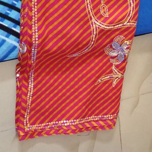 LEHERIYA SAREE ORANGE N PINK COLOUR