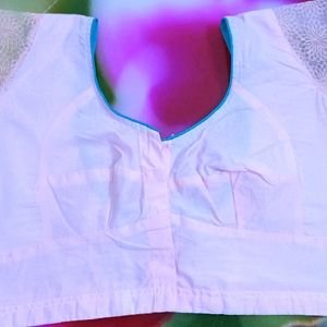 Pure Cotton Net Sleeve And Sequence Work Blouse