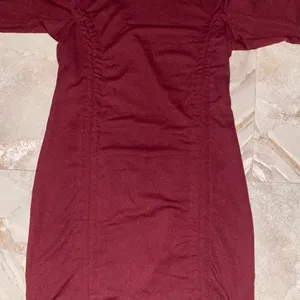 Burgundy Bodycon Length Adjusting Dress