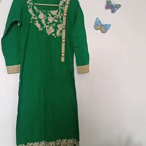 Green Cotton Silk Kurti