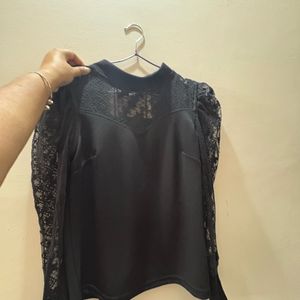 Party Puff Sleeves Self Design Top