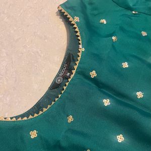 Inddus Green Embroidered Kurta Set