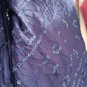 blue bandhej saree with butta in blouse and saree.fresh piece saree and blouse