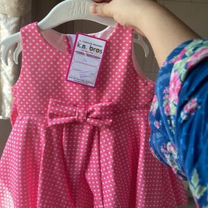 Baby Pink Frock With Bow