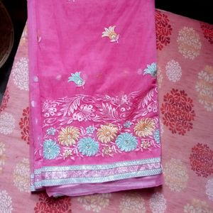 Embroidery Work Net Saree