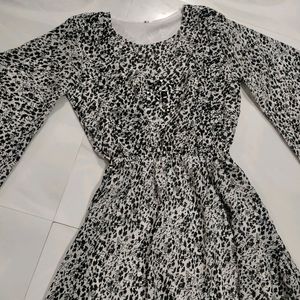 White Dress With Black Print On It