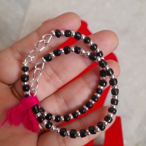 Beautiful New Black Beads Silver Bracelets