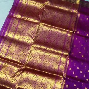 Purple Colour pure Kanchi pattu saree