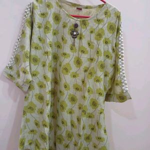 Green Colour Floral Design Top