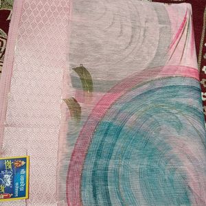 Pink Digital Print Kota Cotton Saree