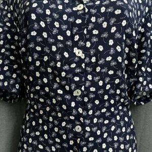 Plus Size Floral printed Shirt Dress For Women's