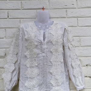 Korean Formal White Laced Top