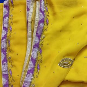 Yellow saree party wear