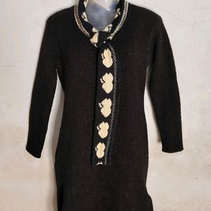 Dark Black Wool Tie Pattern New Kurti With Tag