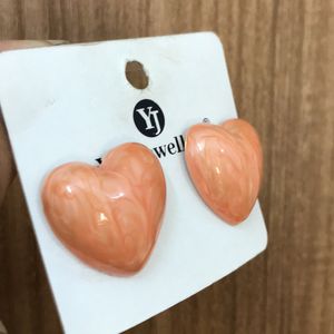 Marble Orange Heart Shaped Earrings