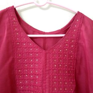 Long Hot Pink Color Kurti