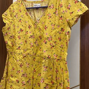 Rich Floral Yellow Top-summer Sale