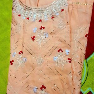 Peach Colour Beautiful Designing Kurta