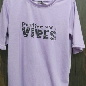 Purple Tshirt With Vibes Print