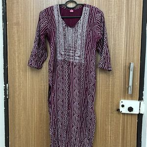 Maroon Bandini Print Kurti