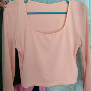 Square Neck Peach Top..Fits For XS & S