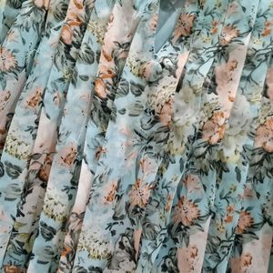 Size- 36/L, Light blue and peach floral top