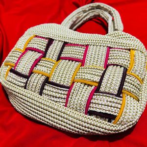 Handwoven Bag Textured Cream Colored