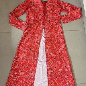 A-line Front Slit Bandhani Kurti