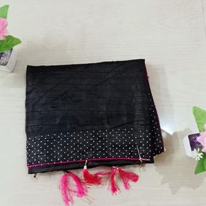 Black With Border Simple Stone Saree