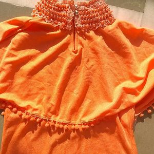 High Neck Pearl Coral Top