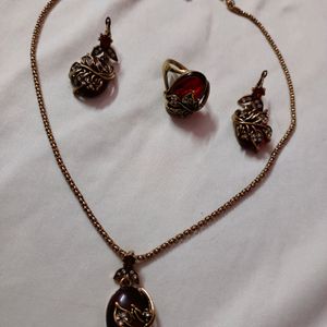 New Capris Red Gem Stone Jewellery Set