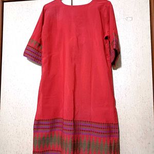 Red Cotton Silk Kurta