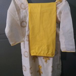 White And Yellow Kurta Set