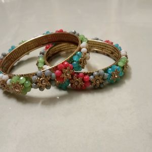 Crystal Beaded Floral Bangles