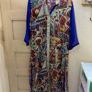 Maroon Colourful Long Kurta