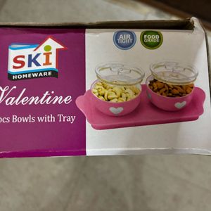 🆕2 Pc Ski Valentine Bowls Set with Tray