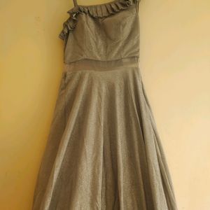 Party Wear Gown In Silver Colour