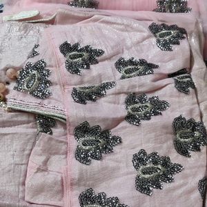 2 Sarees One Double CLR And 1 Bby Pink Per Saree