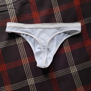 White Men's Thong Briefs Meshy Design