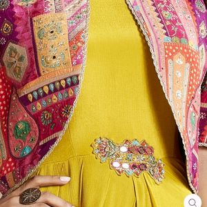 Art Silk Anarkarli Suit With Banarasi Jacket