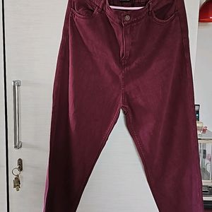 New Mom Fit Jeans / Denim - MAROON