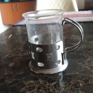 Coffee Or Tea Glass With Stainless Steel Base