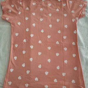 Peach Color Daily Wear Printed Top