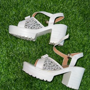 White Block Heels