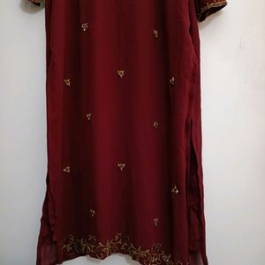 Maroon Hand Work Kurta..