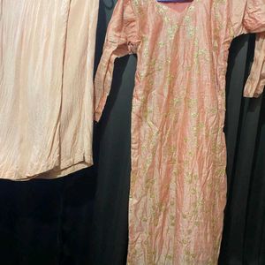 Peach Embroidery Kurta Set