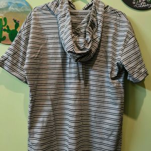 Striped Hooded Dress With Insert Pockets